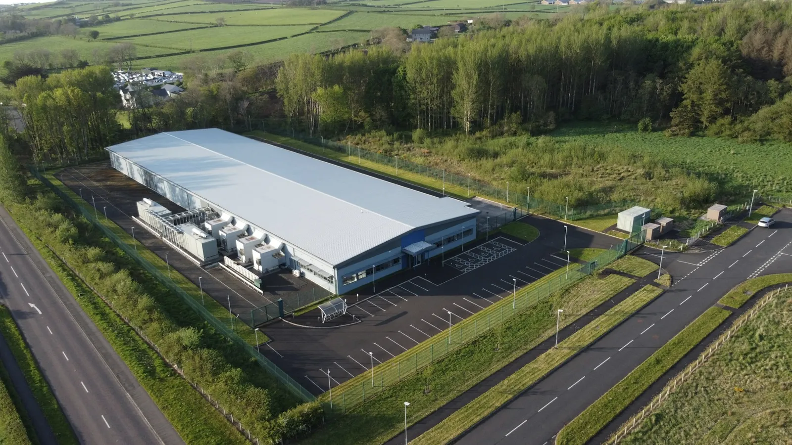 Aerial view of a data center facility