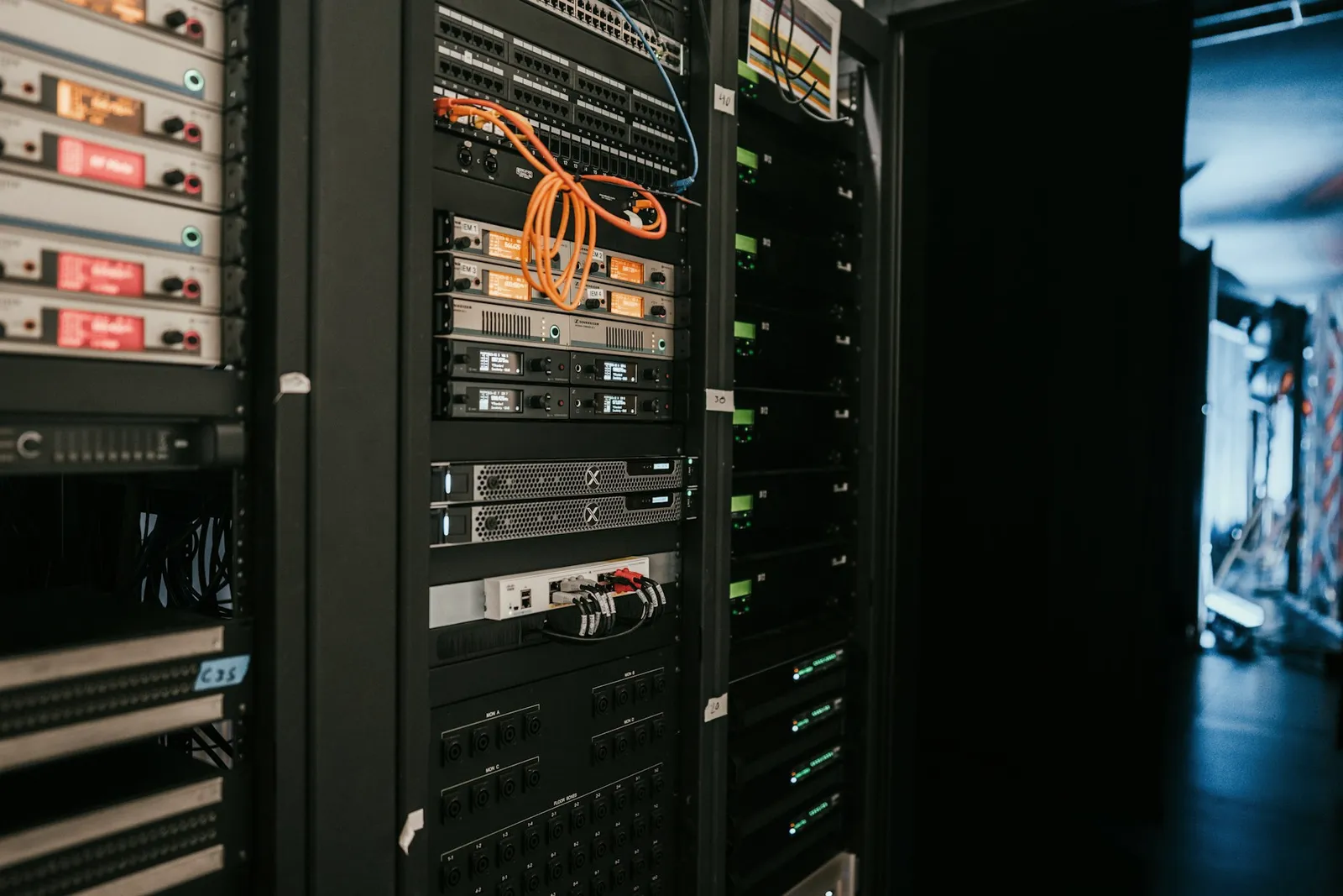 Rack-mounted networking and server equipment